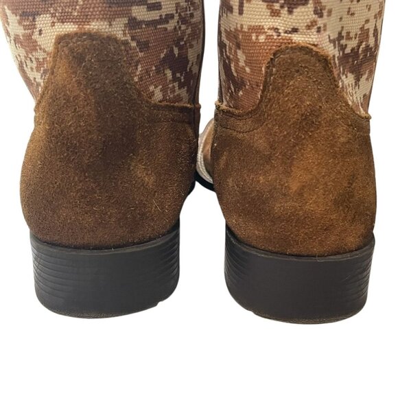 Ariat Kids Camo Western Boots 5 Square Toe Leather Cowboy US Flag Patriotic Chic - Picture 8 of 11